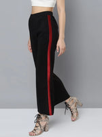 Black Scuba Wide Side Tape Pants