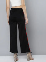 Black Scuba Wide Side Tape Pants