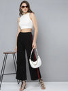 Black Scuba Wide Side Tape Pants