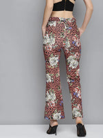 Pink Scuba Animal Floral Bell Bottom Pants