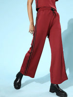 Maroon Scuba Side Tape Track Pants