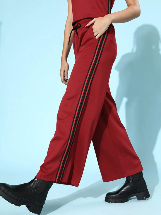 Maroon Scuba Side Tape Track Pants