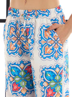 Women Blue & White Floral Lounge Shirt With Pants-SFSETS95982