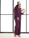 Women Maroon & Blue Check Lounge Shirt With Pants-SFSETS95999