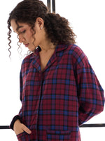 Women Maroon & Blue Check Lounge Shirt With Pants-SFSETS95999