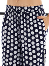 Women Blue & White Polka Dot Lounge Shirt With Pants-SFSETS96003