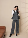 Women Black Washed Tencel Vest Top With Pants-SFSETS96013