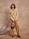 Women Beige Corduroy Oversize Shacket-SFSHRT20525