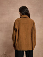 Women Brown Corduroy Oversize Shacket-SFSHRT20527