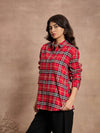 Women Red Check Oversized Shirt-SFSHRT20528