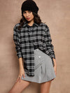 Women Black Check Oversized Shirt-SFSHRT20529