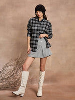 Women Black Check Oversized Shirt-SFSHRT20529