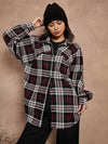 Women Black & White Checked Oversized Shirt-SFSHRT20530