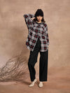 Women Black & White Checked Oversized Shirt-SFSHRT20530