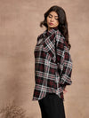 Women Black & White Checked Oversized Shirt-SFSHRT20530