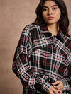 Women Black & White Checked Oversized Shirt-SFSHRT20530