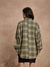 Women Green & Beige Checked Oversized Shirt-SFSHRT20531