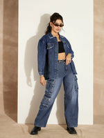 Women Blue Blast Denim Shacket-SFSHRT20532