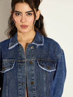 Women Blue Blast Denim Shacket-SFSHRT20532