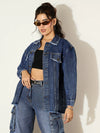 Women Blue Blast Denim Shacket-SFSHRT20532