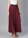 Burgundy Pleated Maxi Skirt