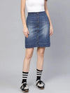 Denim Blue Washed Short Skirt