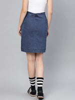 Denim Blue Washed Short Skirt