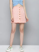 Pink Contrast Stitch Mini Skirt