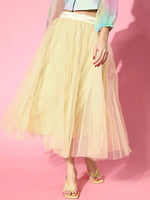 Women Yellow Plain Tulle Skirt