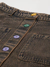 Brown Denim Multi-Buttons Mini Skirt