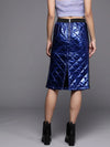 Women Royal Blue Mettalic Pencil Skirt-SFSKRT3346-XS