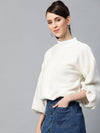 White Balloon Sleeve Faux Fur Sweatshirt