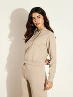 Women Taupe Terry Regular Hoodie-SFSWSH7638