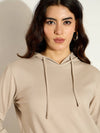 Women Taupe Terry Regular Hoodie-SFSWSH7638