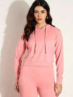 Women Pink Terry Regular Hoodie-SFSWSH7639