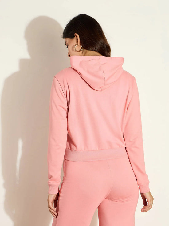 Women Pink Terry Regular Hoodie-SFSWSH7639