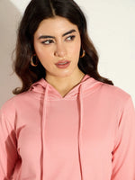 Women Pink Terry Regular Hoodie-SFSWSH7639