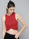 Red Front Knot Crop Top