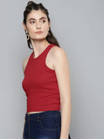 Red Box Back Crop Top