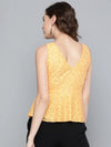 Yellow Lace V-Neck Peplum Top