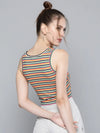 Multicolor Stripes Front Knot Crop Top