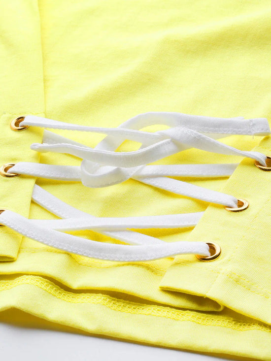 Yellow Criss Cross Detail Crop Top