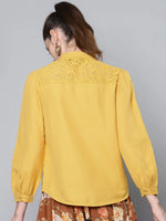 Mustard Lace Yoke Regular Top