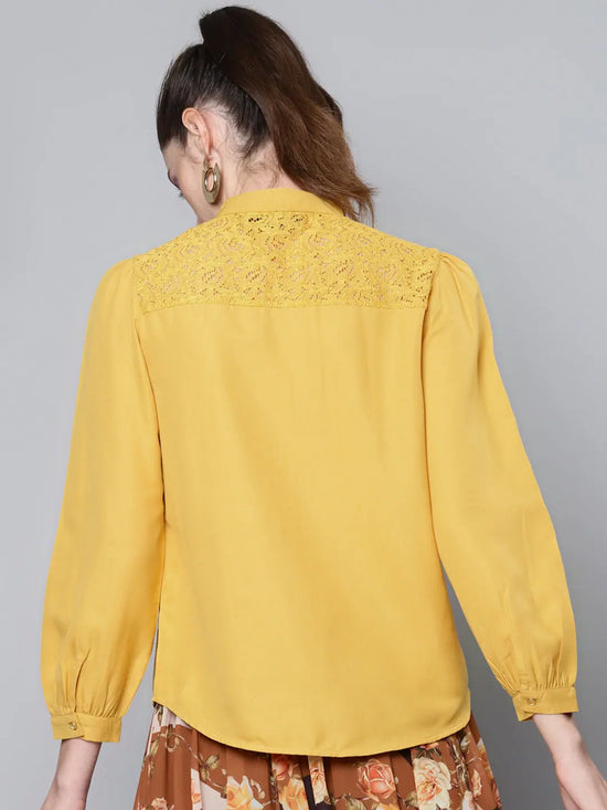 Mustard Lace Yoke Regular Top