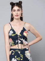 Navy Floral Strappy Crop Top