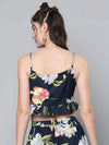 Navy Floral Strappy Crop Top