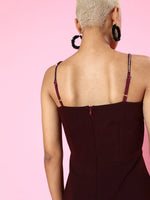 Burgundy Sweetheart Neck Strappy Peplum Top