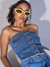 Women Blue Denim Tube Crop Top-SFTOPS42030