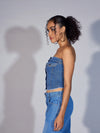 Women Blue Denim Tube Crop Top-SFTOPS42030