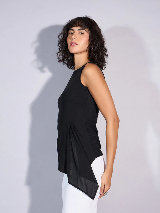 Women Black Asymmetric Top-SFTOPS42043